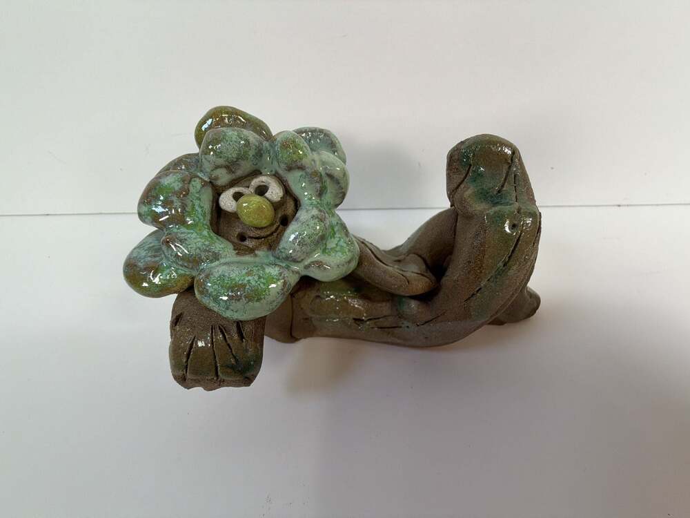 Happy Creatures Handmade‎ Ceramic Figurine Whimsical Flower Character Sculpture
